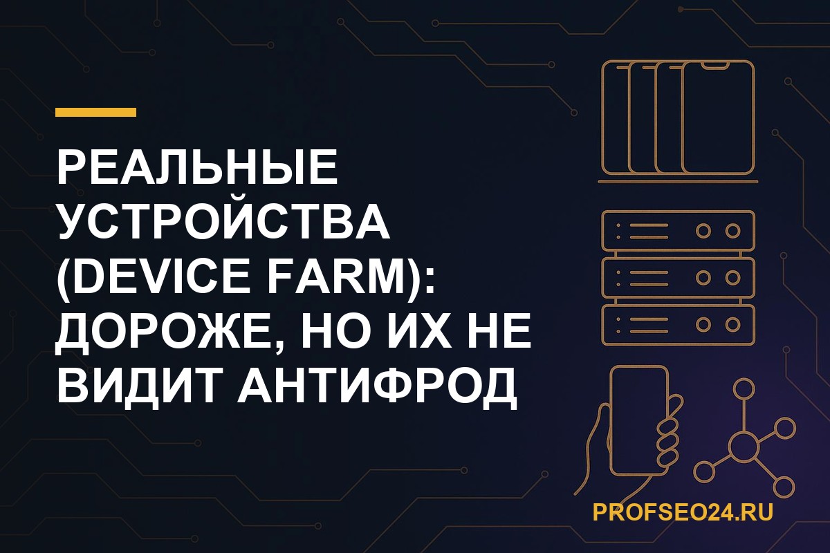 Реальные устройства (device farm): дороже, но почему их не видит антифрод